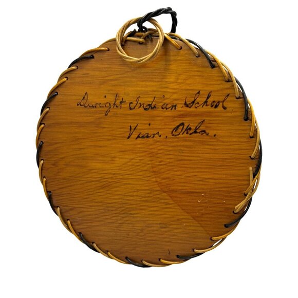 VTG Wall Art Native American Profile Headdress Bow Dwight Indian School Signed - Picture 5 of 10